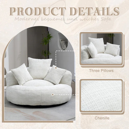 Lazy Sofa Durable Comfort Lounger High Back Bean Bag Chair Couch With Three Pillows for Adults and Kids, Indoor & Outdoor, Single Gaming Sofa Chair For Bedroom,Office (Beige Chenille)-海智集-Default-