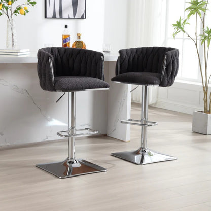 COOLMORE Vintage Bar Stools with Back and Footrest Counter Height Dining Chairs 2PC/SET-海智集-Default-