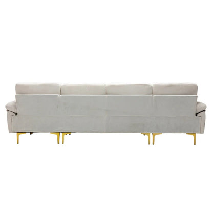 COOLMORE U-shape sectional sofa with Ottoman , Reversible Sofa Couch for Living Room,Spacious Furniture,Durable Couch Removable and machine washable cover (White Teddy)-海智集-Default-