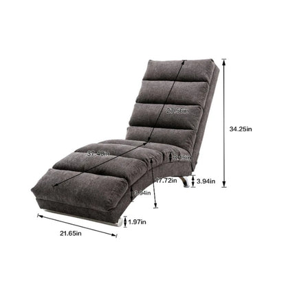 Ergonomic Linen Massage Chaise Lounge with Remote Control, Dark Gray, Electric Massage Lounger with 5 Modes-海智集-Default-