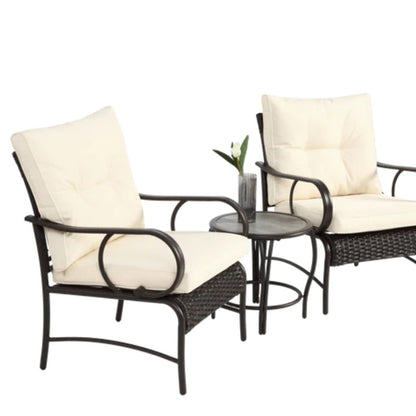 3 Pieces Patio Set Outdoor Wicker Furniture Sets Modern Rattan Chair Conversation Sets with Coffee Table-海智集-Default-