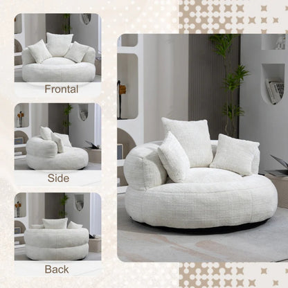 Lazy Sofa Durable Comfort Lounger High Back Bean Bag Chair Couch With Three Pillows for Adults and Kids, Indoor & Outdoor, Single Gaming Sofa Chair For Bedroom,Office (Beige Chenille)-海智集-Default-