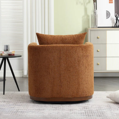 COOLMORE Swivel Barrel Chair, Comfy Round Accent Sofa Chair for Living Room, 360 Degree Swivel Barrel Club Chair, Leisure Arm Chair for Nursery, Hotel, Bedroom, Office, Lounge (Brown Chenille)-海智集-Default-