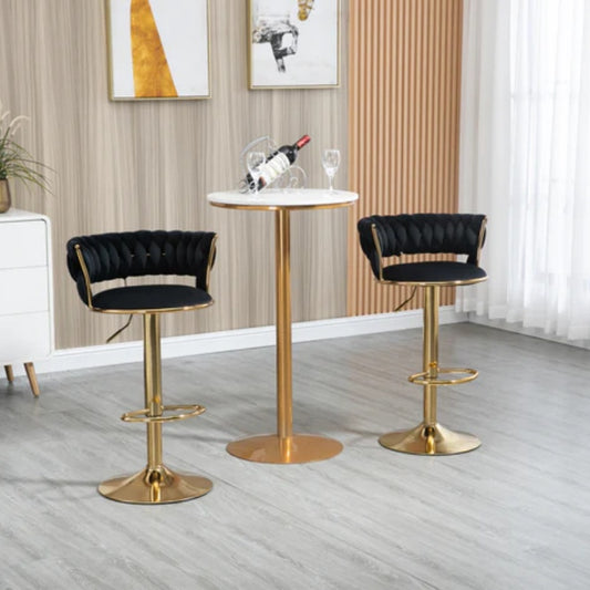 COOLMORE Swivel Bar Stools Set of 2 Adjustable Counter Height Chairs with Footrest for Kitchen, Dining Room 2PC/SET-海智集-Default-