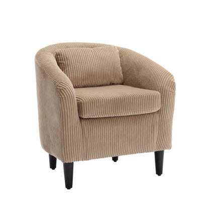 COOLMORE Living Room Accent Barrel Chair, Century Modern Style Decorative Chair, Armchair for Living Room with Thick Cushions and Pillows, Comfy Single Sofa Chair, Chair with Wooden Legs,Camel-海智集-Default-