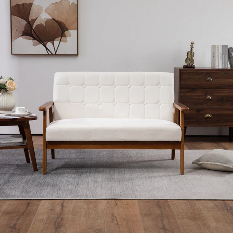 COOLMORE Mid-Century Modern Solid Loveseat Sofa Upholstered Linen Loveseat, 2-Seat Upholstered Loveseat Sofa Modern Couch-海智集-Default-
