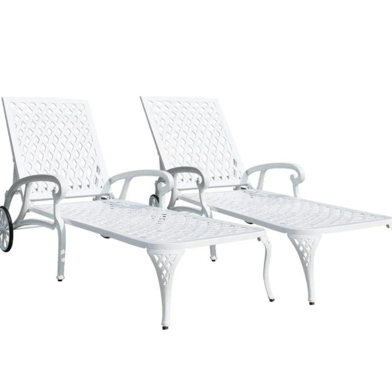Aluminium Cast lounge chair 2pcs white-海智集-Default-