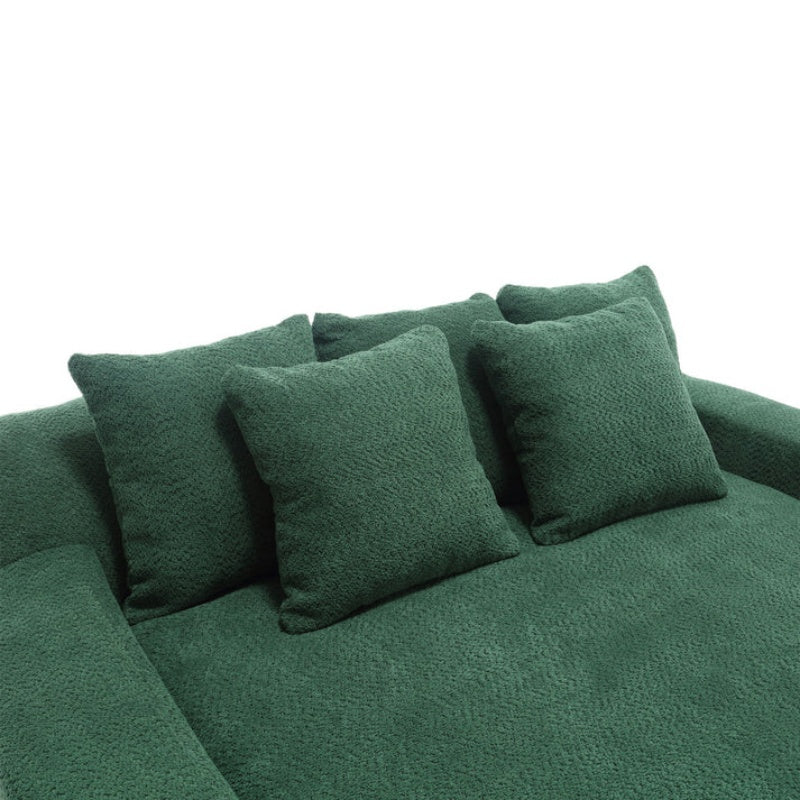 COOLMORE Chenille 2-seater lazy sofa With 5 back pillows,Comfy Sofa- Deep Seat Couch for Living Room,Club (Emerald)-海智集-Default-