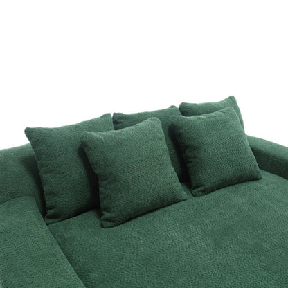 COOLMORE Chenille 2-seater lazy sofa With 5 back pillows,Comfy Sofa- Deep Seat Couch for Living Room,Club (Emerald)-海智集-Default-