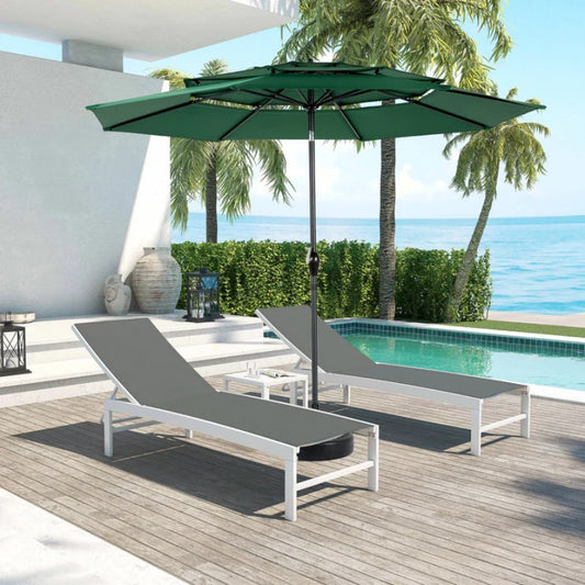 9ft 3 Tier Auto-tilt Umbrella ,Outdoor Patio Umbrella - Market Table Pool Deck Umbrella (Base Not Included) - ( Dark green )-海智集-Default-