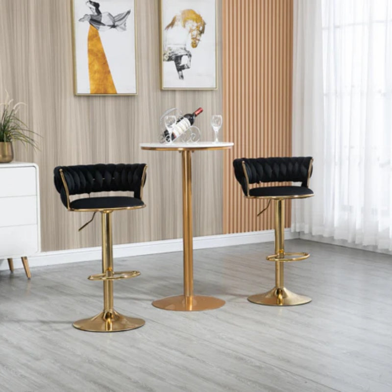 COOLMORE Swivel Bar Stools Set of 2 Adjustable Counter Height Chairs with Footrest for Kitchen, Dining Room 2PC/SET-海智集-Default-