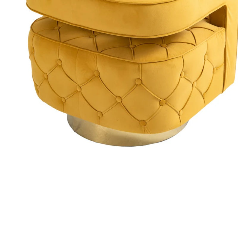 Swivel Accent Chair - Modern Accent Chair with Pillow, Velvet Armchair Side Chair with Tufted Button for Living Room, Bedroom, Office(yellow)-海智集-Default-