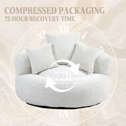 Lazy Sofa Durable Comfort Lounger High Back Bean Bag Chair Couch With Three Pillows for Adults and Kids, Indoor & Outdoor, Single Gaming Sofa Chair For Bedroom,Office (Beige Chenille)-海智集-Default-