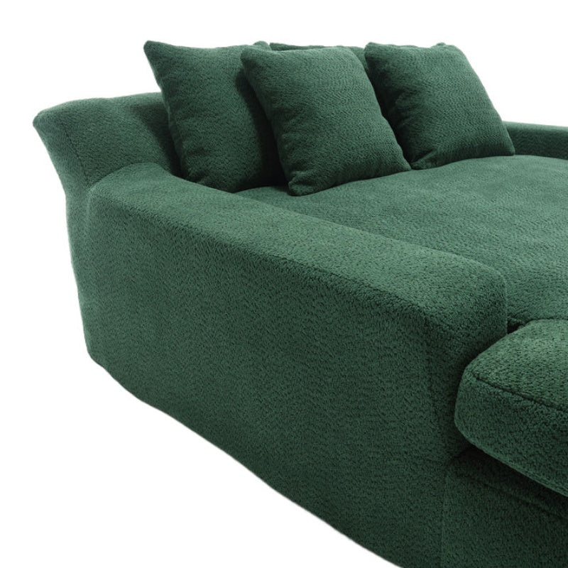 COOLMORE Chenille 2-seater lazy sofa With 5 back pillows,Comfy Sofa- Deep Seat Couch for Living Room,Club (Emerald)-海智集-Default-