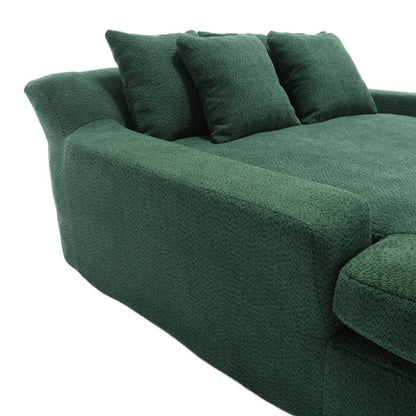 COOLMORE Chenille 2-seater lazy sofa With 5 back pillows,Comfy Sofa- Deep Seat Couch for Living Room,Club (Emerald)-海智集-Default-