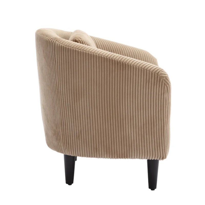 COOLMORE Living Room Accent Barrel Chair, Century Modern Style Decorative Chair, Armchair for Living Room with Thick Cushions and Pillows, Comfy Single Sofa Chair, Chair with Wooden Legs,Camel-海智集-Default-