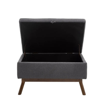 Mid-century modern square coffee table storage bench, assembled, suitable for living room, entryway and family room, used as a coffee table, stirrups, shoe bench-海智集-Default-