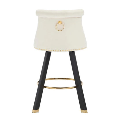 COOLMORE Set of 2,Back pull point design, velvet material, 360 degree rotation, back pull loop detachable design, rivet decoration, square foot wooden bar chair-海智集-Default-