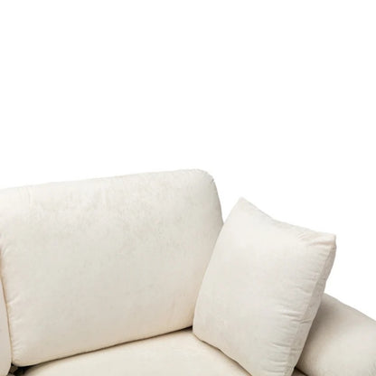 COOLMORE U-shape sectional sofa with Ottoman , Reversible Sofa Couch for Living Room,Spacious Furniture,Durable Couch Removable and machine washable cover (White Teddy)-海智集-Default-