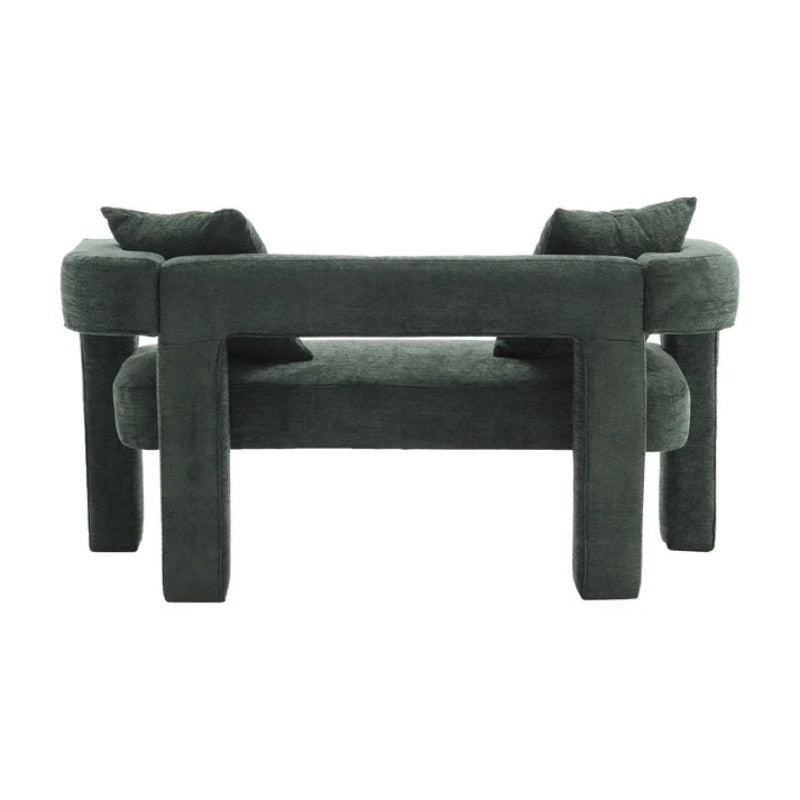 Modern Chenille Loveseat Sofa, Comfy Upholstered 2-Seater, Emerald, Small Accent Couch for Living Room or Bedroom-海智集-Default-