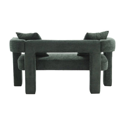 Modern Chenille Loveseat Sofa, Comfy Upholstered 2-Seater, Emerald, Small Accent Couch for Living Room or Bedroom-海智集-Default-