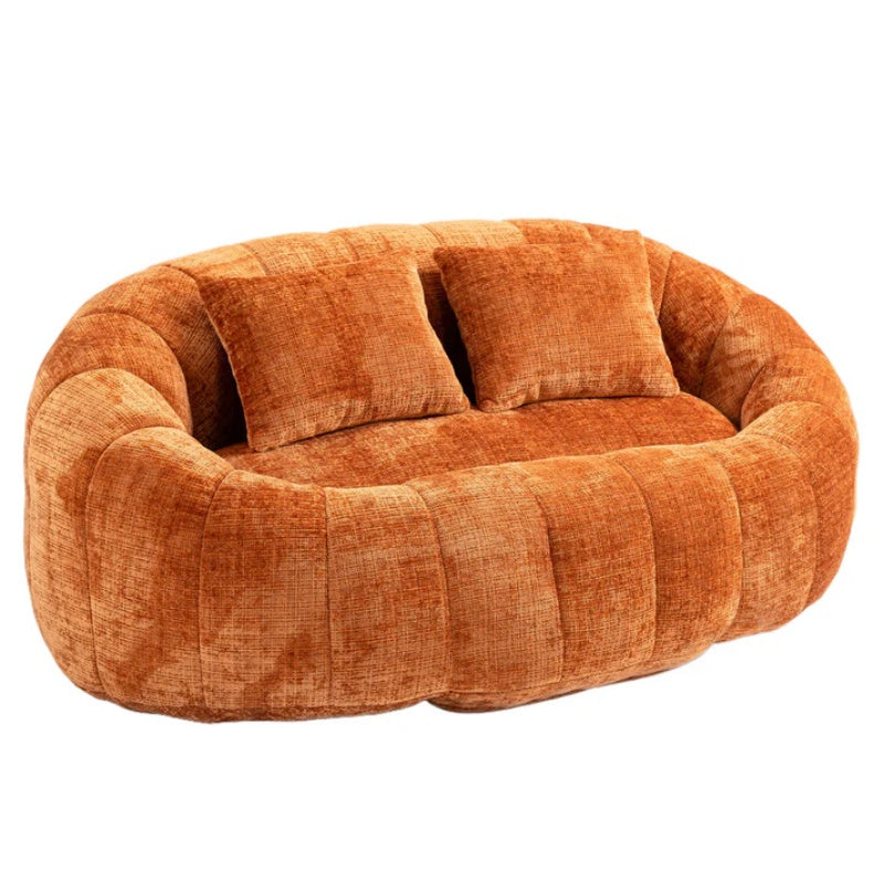 Durable Comfort High Back Bean Bag Sofa Lounger for Adults and Kids, Indoor & Outdoor, Orange Chenille-海智集-Default-