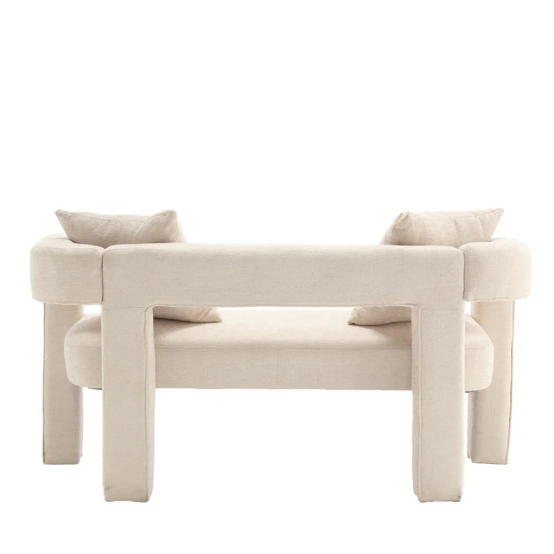 Modern Chenille Loveseat Sofa, Comfy Upholstered 2-Seater Sofa, Beige Chenille Fabric, 51.18'' H x 23.62'' W x 25.59'' D-海智集-Default-