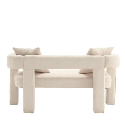 Modern Chenille Loveseat Sofa, Comfy Upholstered 2-Seater Sofa, Beige Chenille Fabric, 51.18'' H x 23.62'' W x 25.59'' D-海智集-Default-