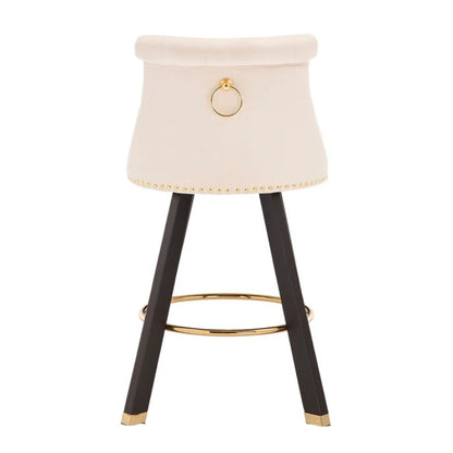 COOLMORE Set of 2,Back pull point design, velvet material, 360 degree rotation, back pull loop detachable design, rivet decoration, square foot wooden bar chair-海智集-Default-
