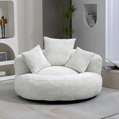 Lazy Sofa Durable Comfort Lounger High Back Bean Bag Chair Couch With Three Pillows for Adults and Kids, Indoor & Outdoor, Single Gaming Sofa Chair For Bedroom,Office (Beige Chenille)-海智集-Default-