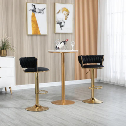 COOLMORE Swivel Bar Stools Set of 2 Adjustable Counter Height Chairs with Footrest for Kitchen, Dining Room 2PC/SET-海智集-Default-