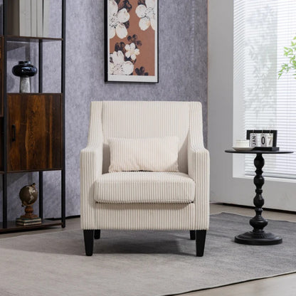 COOLMORE Modern Accent Chair,Upholstered Armchair with Scooped Arms for Bedroom,Apartment,Studio,Office,Waiting Room(Beige Corduroy)-海智集-Default-