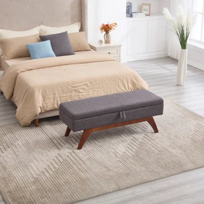 COOLMORE Teddy wool fabric, solid wood feet for solid weighing, and bed end stool with storage function-海智集-Default-