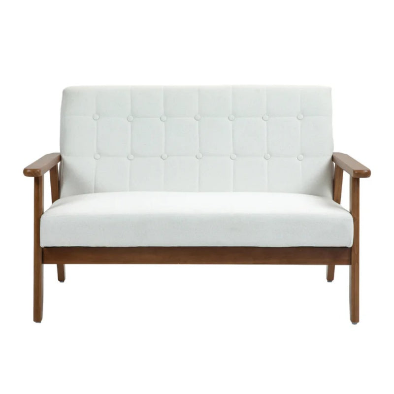 COOLMORE Mid-Century Modern Solid Loveseat Sofa Upholstered Linen Loveseat, 2-Seat Upholstered Loveseat Sofa Modern Couch-海智集-Default-