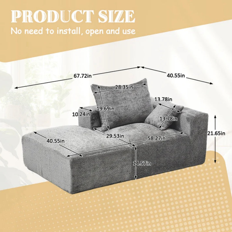 UNITED WE WIN Memory Foam 2-Seater Couch, No Installation & Easy to Transport, Deep Seat Modern Sofa with Chenille Fabric, Couch for Living Room, Bedroom, Apartment, Home Office-海智集-Default-