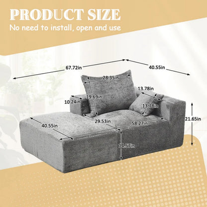 UNITED WE WIN Memory Foam 2-Seater Couch, No Installation & Easy to Transport, Deep Seat Modern Sofa with Chenille Fabric, Couch for Living Room, Bedroom, Apartment, Home Office-海智集-Default-