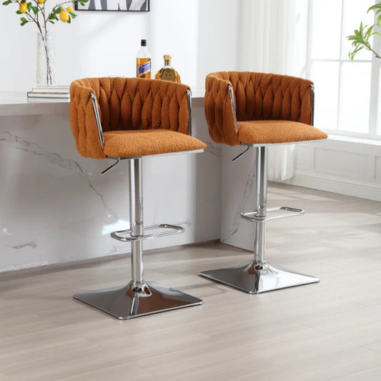 COOLMORE Vintage Bar Stools with Back and Footrest Counter Height Dining Chairs 2PC/SET-海智集-Default-