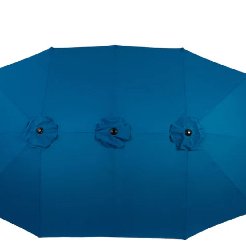 14.8 Ft Double Sided Outdoor Umbrella Rectangular Large with Crank ( Dark blue )(No Base)-海智集-Default-