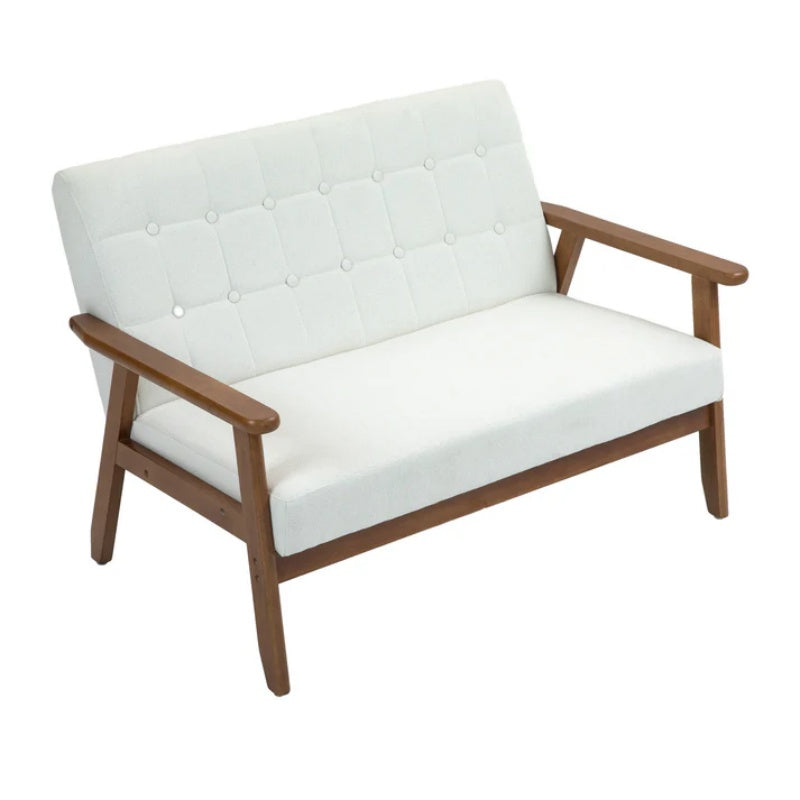 COOLMORE Mid-Century Modern Solid Loveseat Sofa Upholstered Linen Loveseat, 2-Seat Upholstered Loveseat Sofa Modern Couch-海智集-Default-
