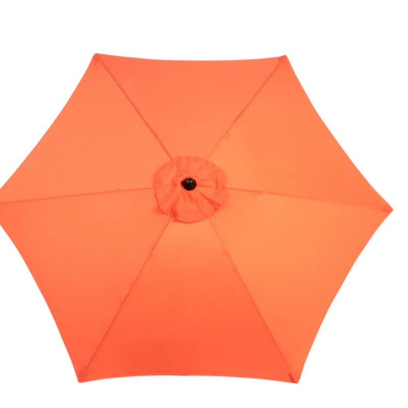 9FT Outdoor Patio Umbrella Outdoor Table Umbrella with Push Button Tilt and Crank, Market Umbrella 6 Sturdy Ribs , Deck, Backyard, Pool (Base Not Included) - (orange )-海智集-Default-