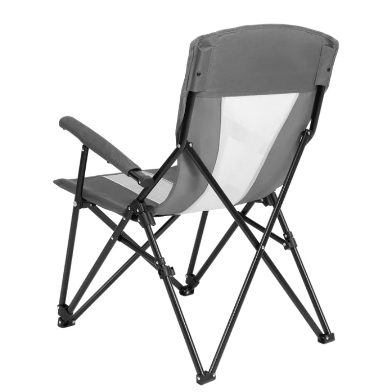 Steel folding Mesh Quad Camping Chair, with Cup Holder, & Carry Bag; Grey-海智集-Default-
