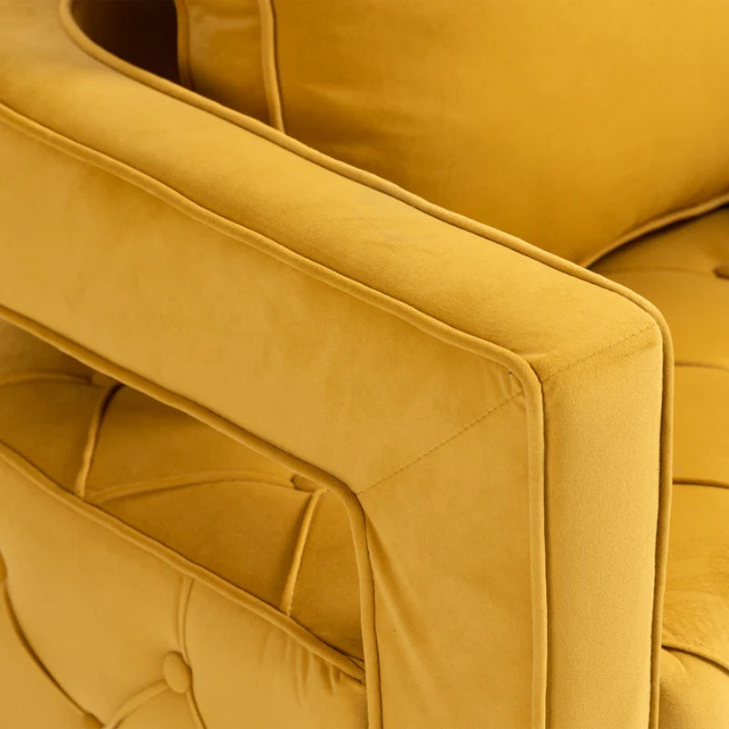 Swivel Accent Chair - Modern Accent Chair with Pillow, Velvet Armchair Side Chair with Tufted Button for Living Room, Bedroom, Office(yellow)-海智集-Default-
