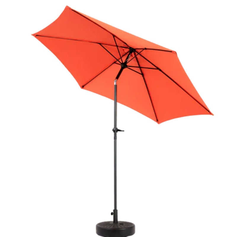 9FT Outdoor Patio Umbrella Outdoor Table Umbrella with Push Button Tilt and Crank, Market Umbrella 6 Sturdy Ribs , Deck, Backyard, Pool (Base Not Included) - (orange )-海智集-Default-