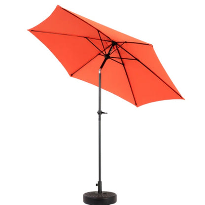 9FT Outdoor Patio Umbrella Outdoor Table Umbrella with Push Button Tilt and Crank, Market Umbrella 6 Sturdy Ribs , Deck, Backyard, Pool (Base Not Included) - (orange )-海智集-Default-