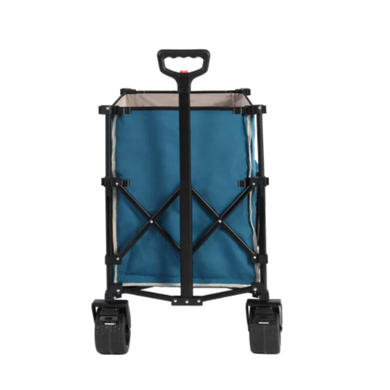 Beach Wagon,Collapsible Wagon 220lbs with Big Wheels Foldable Wagon Carts, Heavy Duty 300L Folding Utility Garden Cart with Big All-Terrain Beach Wheels & Drink Holders. Blue-海智集-Default-
