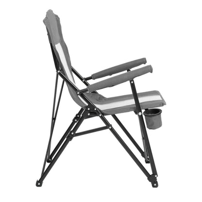 Steel folding Mesh Quad Camping Chair, with Cup Holder, & Carry Bag; Grey-海智集-Default-
