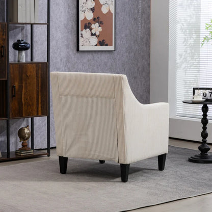 COOLMORE Modern Accent Chair,Upholstered Armchair with Scooped Arms for Bedroom,Apartment,Studio,Office,Waiting Room(Beige Corduroy)-海智集-Default-