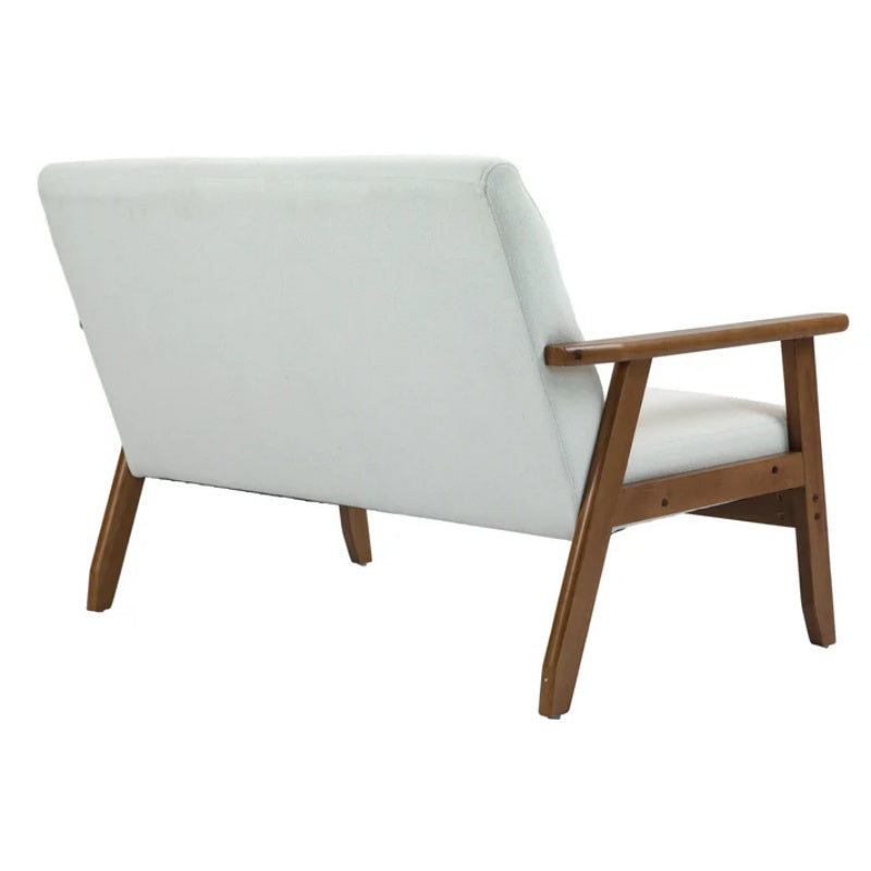 COOLMORE Mid-Century Modern Solid Loveseat Sofa Upholstered Linen Loveseat, 2-Seat Upholstered Loveseat Sofa Modern Couch-海智集-Default-