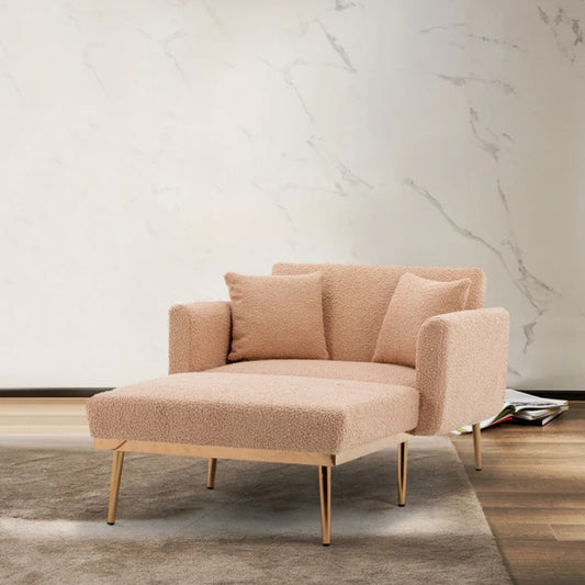 COOLMORE fashionable and classic style chaise lounge chair / accent chair for Living Room, bedroom (Camel Teddy )-海智集-Default-