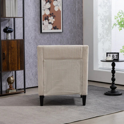 COOLMORE Modern Accent Chair,Upholstered Armchair with Scooped Arms for Bedroom,Apartment,Studio,Office,Waiting Room(Beige Corduroy)-海智集-Default-